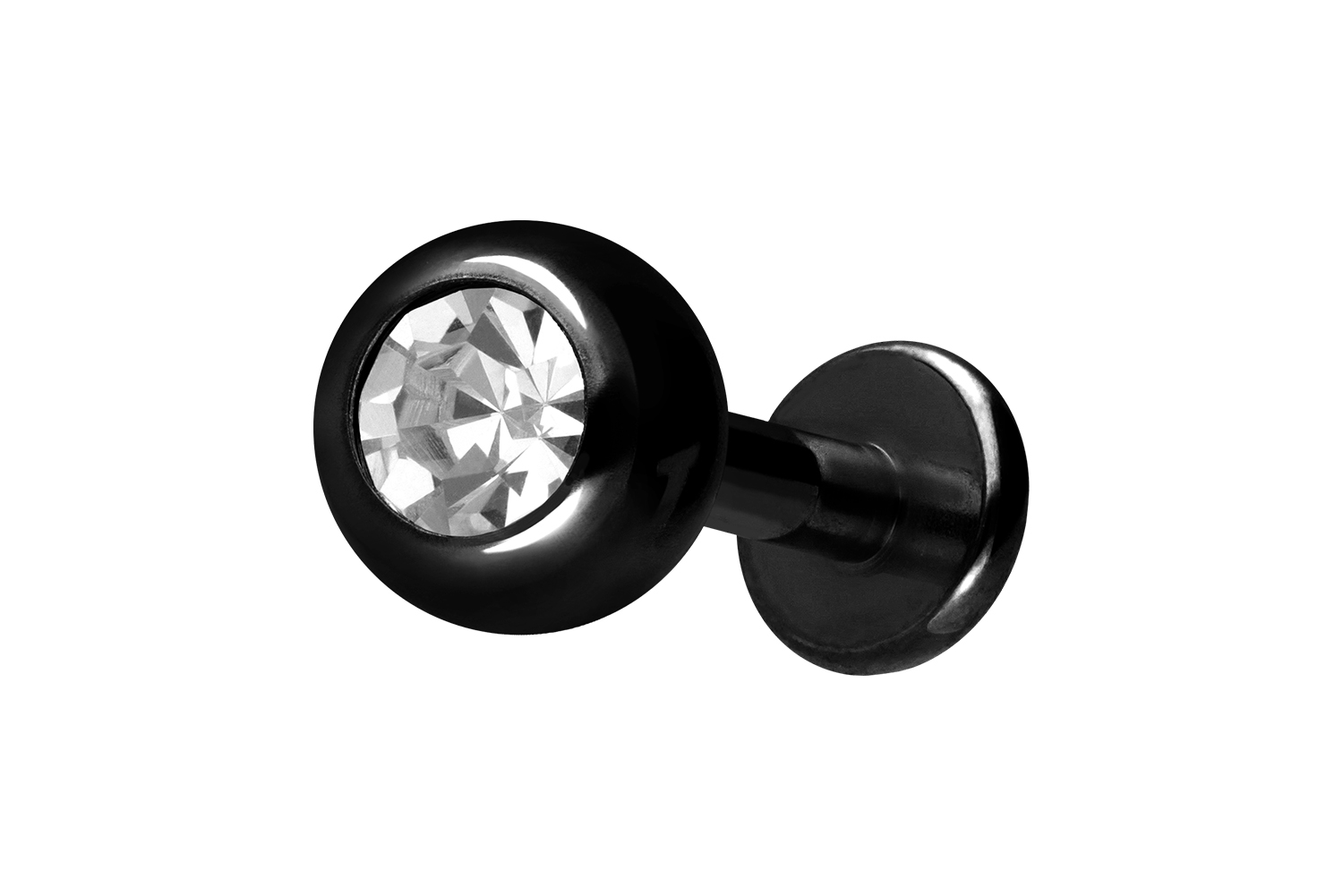 Titan Labret Piercing mit Innengewinde KRISTALL